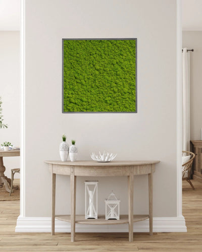 Detaljerad vy av Kvadratisk mosstavla med äkta finsk renlav med naturlig mossstruktur – 110×110 cm