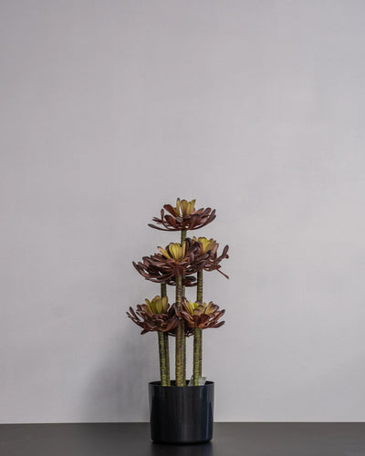 Konstgjord lotus krukväxt i lila melaminkruka – 7 stammar – 53 cm – konstgjord växt från Forever Flora