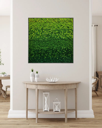 Detaljerad vy av Kvadratisk mosstavla Faded med naturlig mossstruktur – 70×100 cm