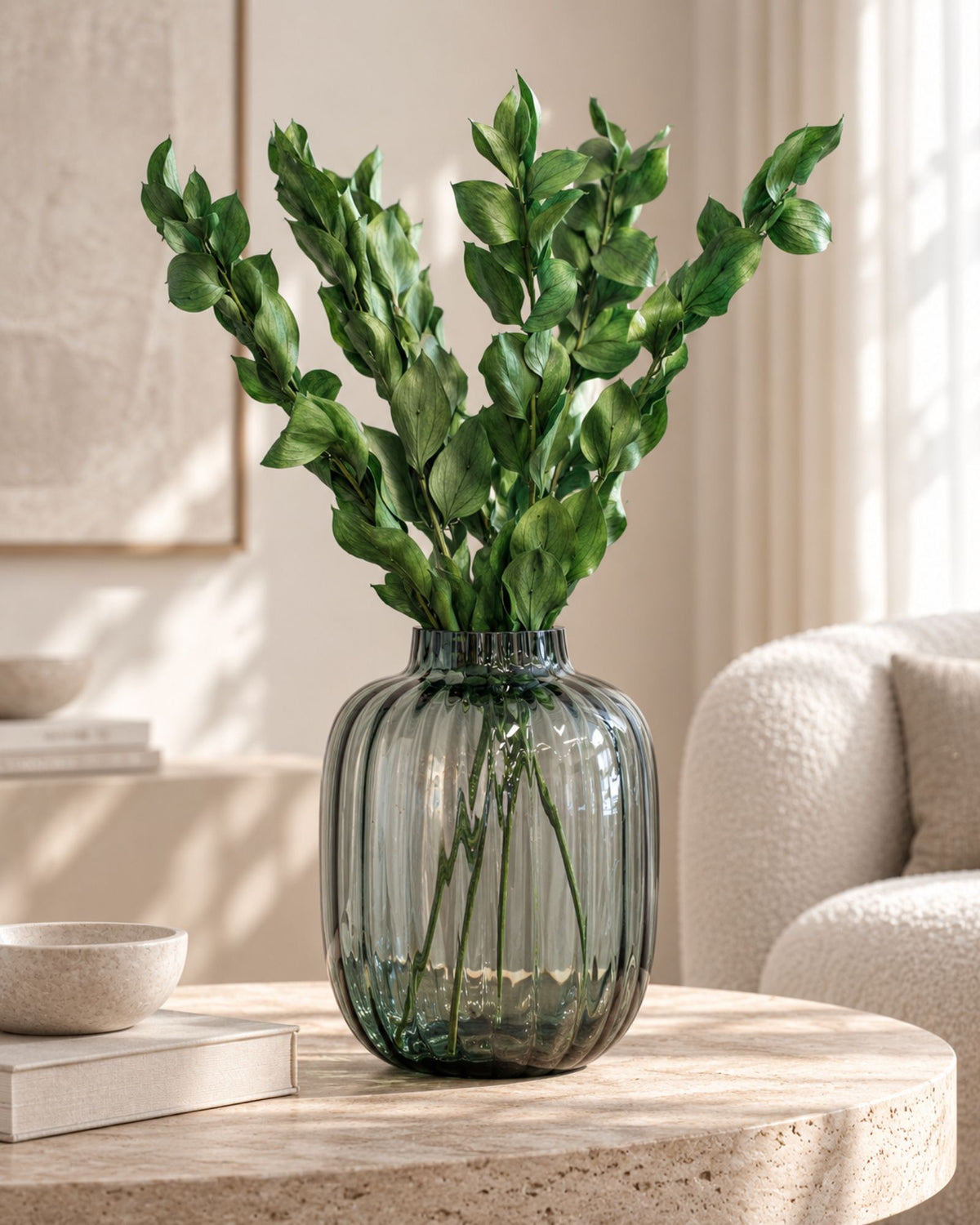 Ruscus Giant Bleached White – Preserved Plant
