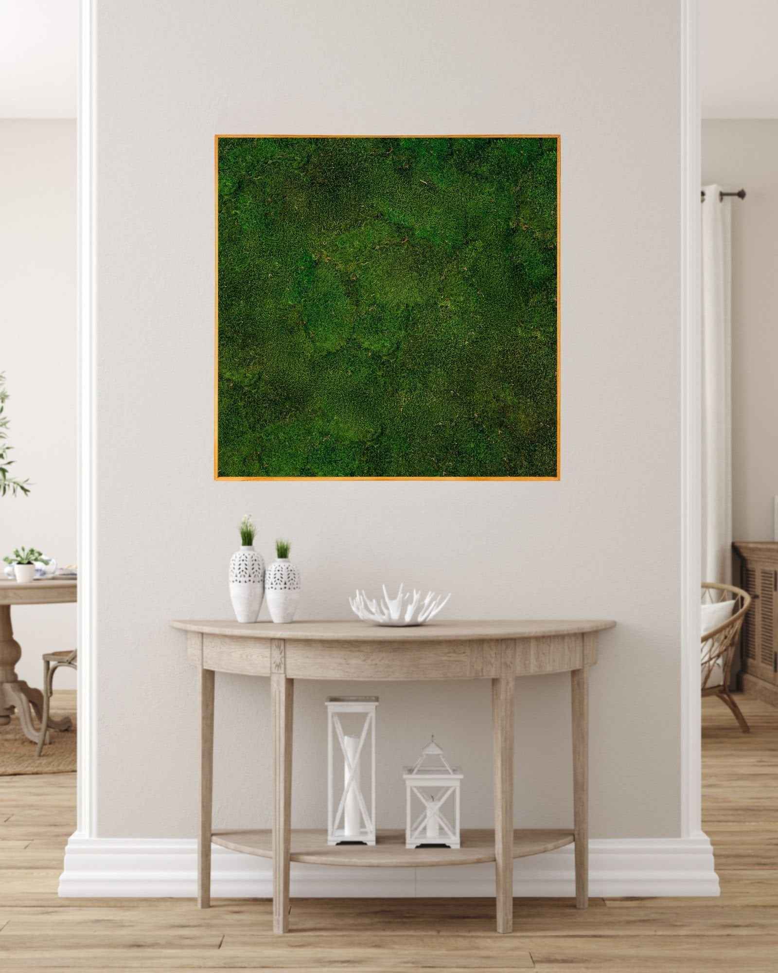 Kvadratisk mosstavla med äkta plattmossa – mosstavla från Forever Flora – 50×50 cm