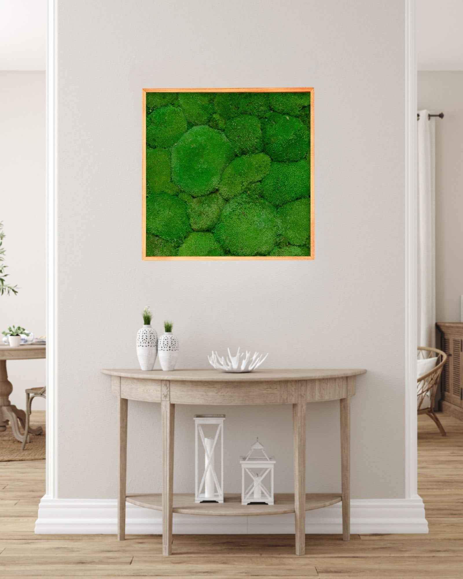 Kvadratisk mosstavla med bollmossa – mosstavla från Forever Flora – 50×50 cm