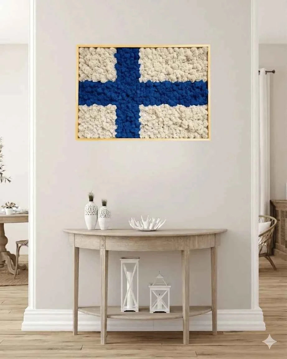 Sammaltaulu Suomi – Suomen lippu poronjäkälästä